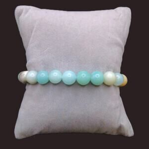 Artisan Amazonite Beaded Bracelet 8mm Gemstones Stretch Stackable Unisex NEW